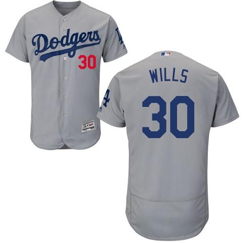 Dodgers #30 Maury Wills Grey Flexbase Authentic Collection Stitched MLB Jersey